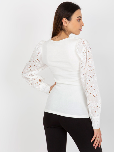 Hurt Biała prążkowana bluzka wizytowa z ozdobnymi rękawami OCH BELLA
