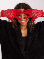Wholesale Red Touchscreen Gloves with Overlay