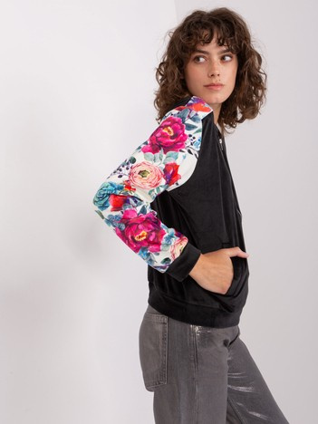 Wholesale Black-ecru women's zip-up sweatshirt RUE PARIS.