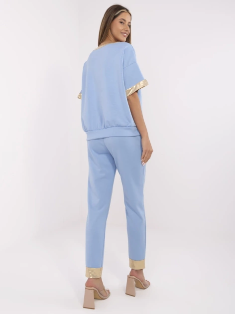 Niebieski casualowy komplet z wiskozą