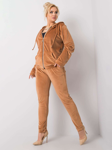 Camelowy welurowy komplet plus size Michell