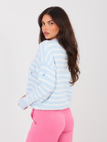 Jasnoniebieski damski sweter oversize w paski