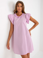 Hurt light purple dress with ruffles at the sleeve.