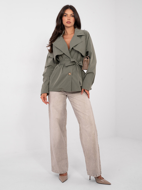 Khaki trencz z wiązanym paskiem RUE PARIS