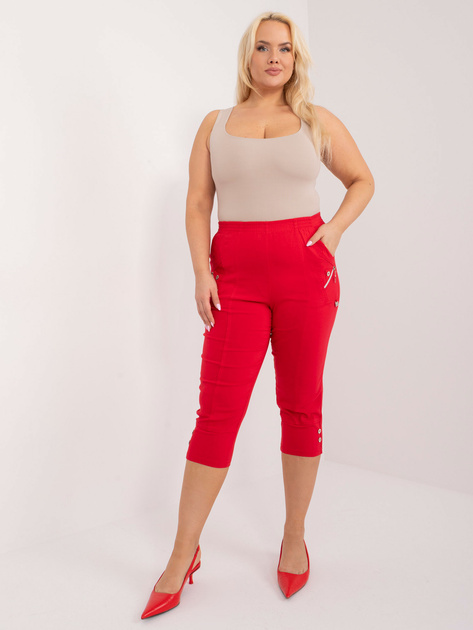 Hurtownia Czerwone dopasowane spodnie 3/4 plus size