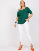 Ciemnozielony t-shirt z bawełny plus size Missy