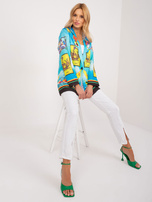 Hurt Niebieska jednorzędowa marynarka z printem