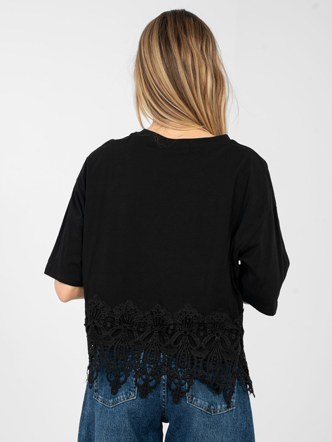 Czarna bawełniana bluzka z napisami