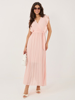 Brzoskwiniowa długa sukienka z plisowanym dołem RUE PARIS