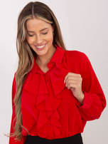 Czerwona elegancka koszula z żabotem