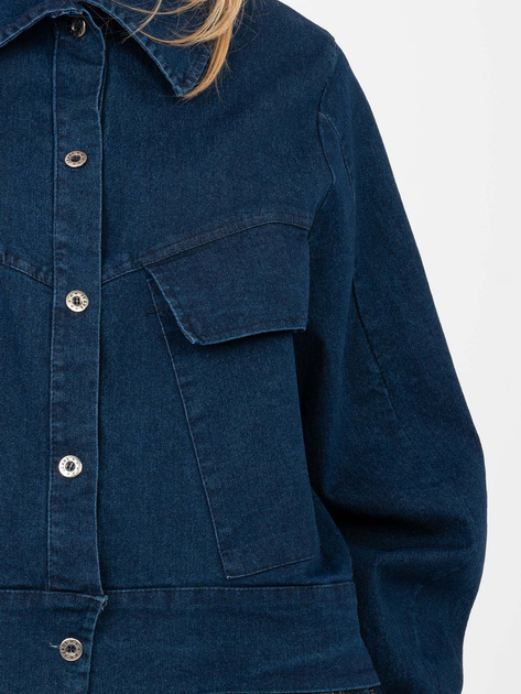 Granatowa jeansowa kurtka z kieszeniami RUE PARIS