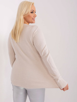 Hurt Jasnobeżowy casualowy sweter plus size ze ściągaczami