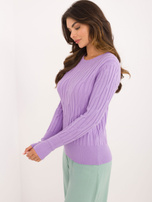 Hurt Jasnofioletowy sweter klasyczny okrągłym dekoltem