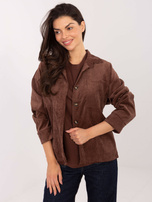 Czekoladowa rozpinana koszula ze sztruksu SUBLEVEL 