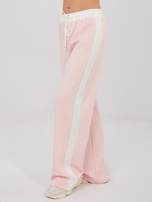 Jasnoróżowe dresowe spodnie z lampasami RUE PARIS 