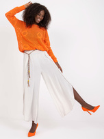 Beżowe zwiewne szerokie spodnie z rozcięciami OCH BELLA 