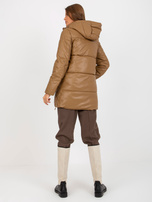 Hurt Camelowa zimowa kurtka z ekoskóry z pikowaniem 