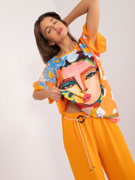 Hurt Pomarańczowy komplet letni z krótkim rękawem