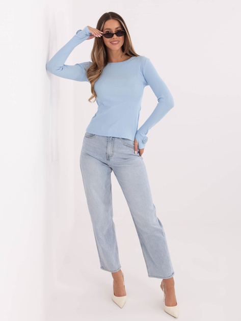 Jasnoniebieska dopasowana bluzka w prążek RUE PARIS