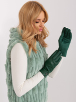 Hurt Ciemnozielone ocieplane rękawiczki damskie