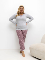 Szara bawełniana piżama plus size ze spodniami