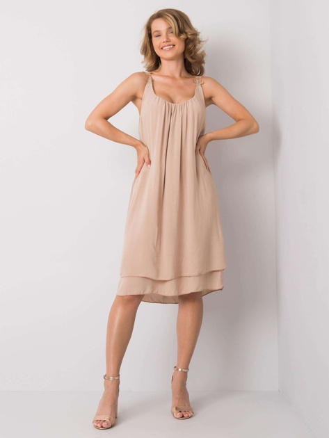 Beżowa sukienka z wiskozy Rosine OCH BELLA