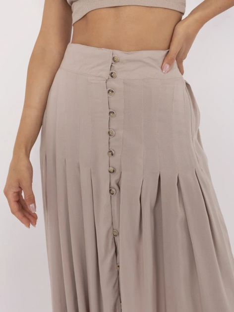 Ciemnobeżowa plisowana spódnica z wiskozy SUBLEVEL