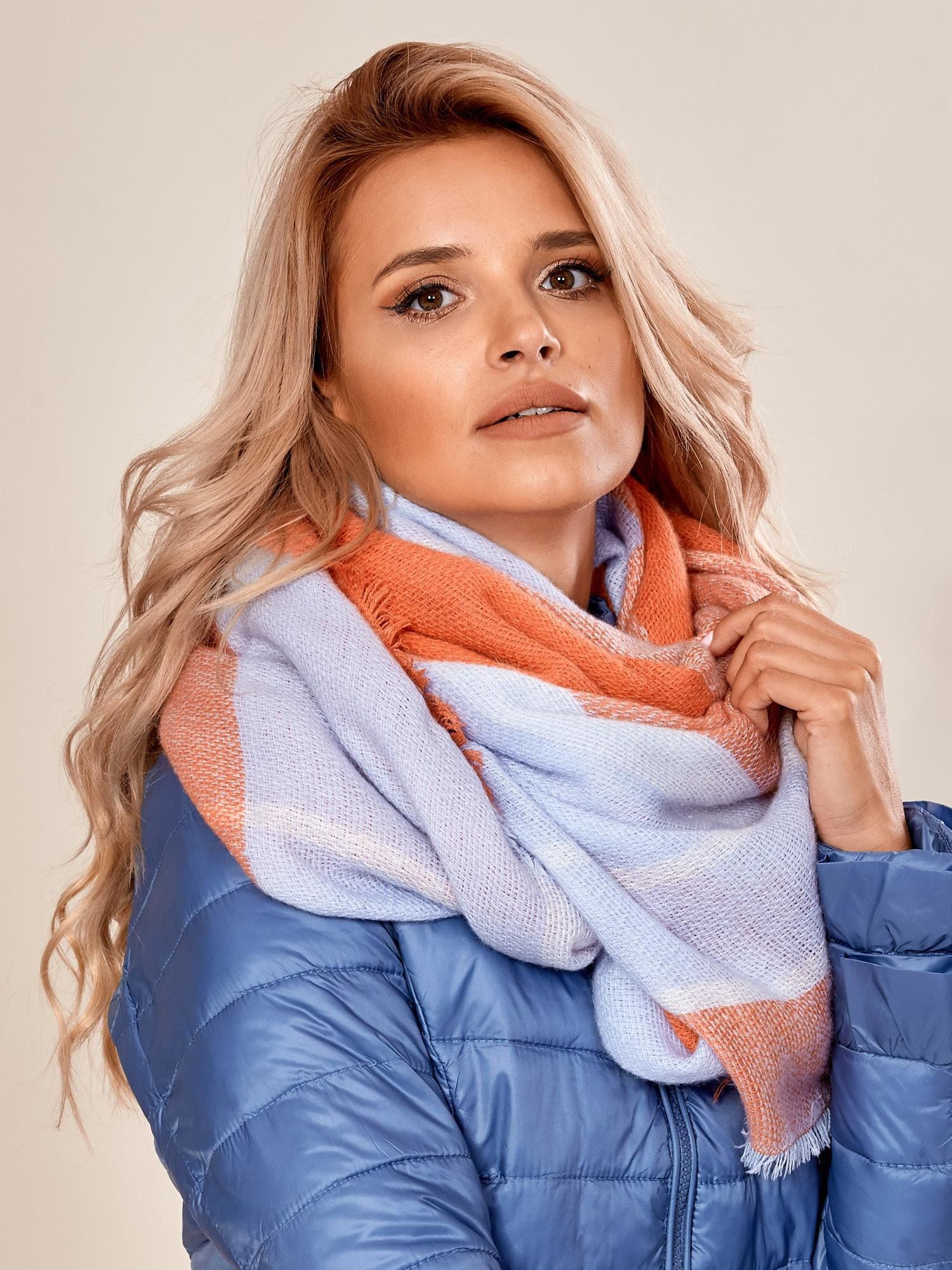 Orange knitted scarf