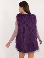 Hurt Ciemnofioletowa kamizelka futrzana z kieszeniami