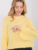Jasnożółty damski sweter z domieszką wełny