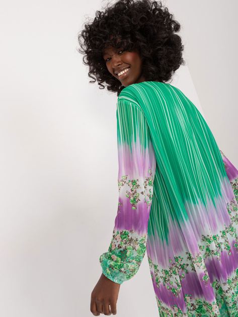 Hurtownia Zielona sukienka damska z kolorowymi printami