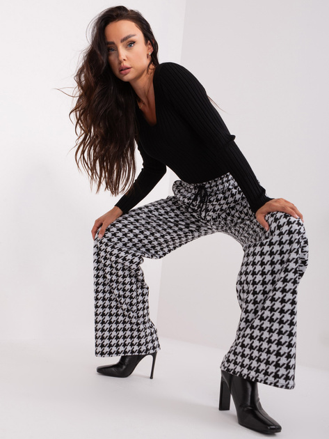 Hurt Czarno-białe wzorzyste spodnie materiałowe