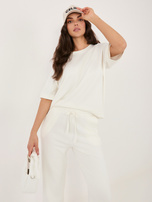 Ecru dresowy komplet ze spodniami typu jogger RUE PARIS