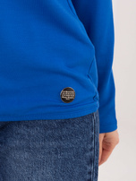 Kobaltowa damska bluzka z długim rękawem