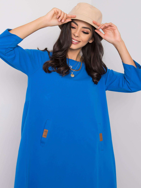 Ciemnoniebieska sukienka z okrągłym dekoltem Dalenne