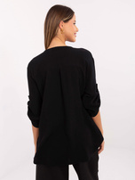 Hurtownia Czarna muślinowa bluzka z rękawem 3/4