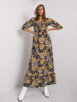 Schwarz-gelbe gemusterte Kleid Bevelyn.