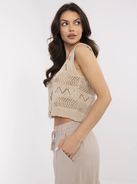 Beżowa krótka kamizelka z guzikami SUBLEVEL