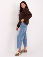 Ciemnobrązowa damska bluza oversize z ociepleniem