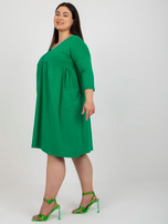 Hurt Zielona rozkloszowana sukienka plus size z bawełny
