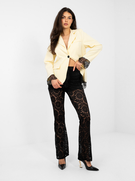 Czarne koronkowe spodnie dzwony RUE PARIS