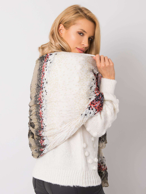 Khaki-czerwona chusta we wzory