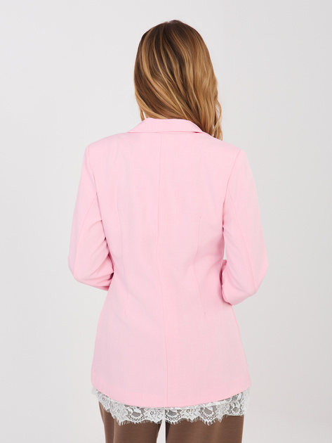 Pastelowa różowa jednorzędowa marynarka z koronką
