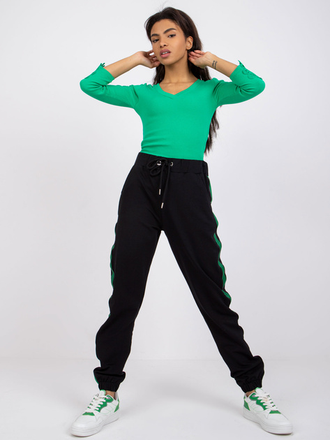 Czarne spodnie dresowe z lampasami Sabrina RUE PARIS