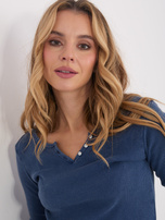 Granatowa bluzka basic z ozdobnymi guzikami