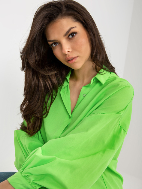 Hurt Jasnozielona koszula oversize z bufiastym rękawem