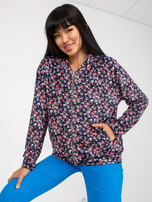 Hurt granatowo-różowa Veloursjacke mit Druck RUE PARIS.