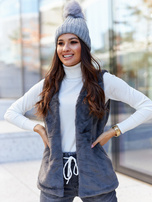 Grafitowa kamizelka futrzana damska Loxxley