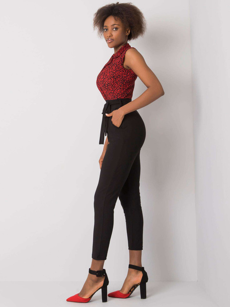Czarno-czerwony kombinezon z paskiem Seila RUE PARIS
