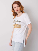 Biały t-shirt damski z aplikacją Evelyn